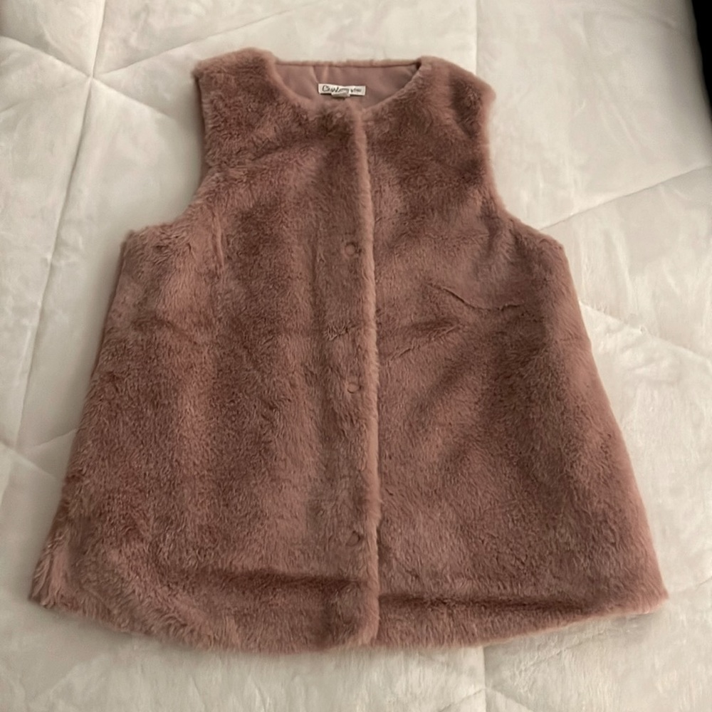 NWT Pink Faux Fur Vest Girls Sz 10/12